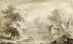 DE MEIJER Hendrick 1744-1793,Landschaft mit einem Hirten und einem rastenden ,1766,Galerie Bassenge 2023-06-09