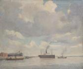 de METS Pieter 1880-1965,Harbour view with steamers,1912,Bernaerts BE 2009-12-14