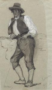 de MEURON Albert 1823-1897,Young peasant,Galerie Koller CH 2018-06-26