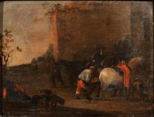 de MEYER Hendrick I 1600-1690,Figures outside stables,1664,Butterscotch Auction Gallery 2022-03-20