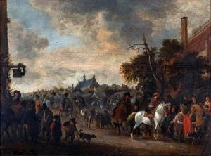 de MEYER Hendrick I 1600-1690,Paesaggio con figure e cavalieri,Casa d'Aste Arcadia IT 2020-09-29