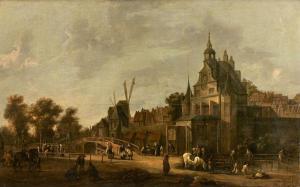 de MEYER Hendrick I 1600-1690,Personnages et baigneurs à l'entrée d'une ville,Daguerre FR 2020-12-01