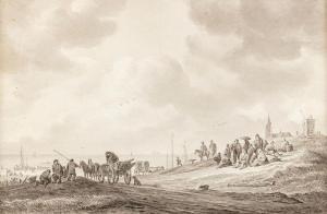 de meyer Hendrik 1637-1683,Retour de pêche à la plage de Schevenigen,Millon & Associés FR 2019-12-09