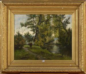 DE MEYER Joseph 1800-1900,Biche dans un paysage lacustre,1878,VanDerKindere BE 2018-03-27