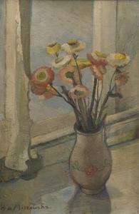DE MISZEWSKA Helene 1876-1969,Vase fleuri devant une fenêtre,Horta BE 2010-05-17