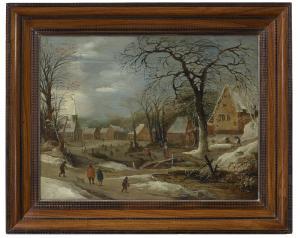 de MOMPER Frans 1603-1660,A winter landscape with figures by a frozen river ,Christie's 2022-10-07