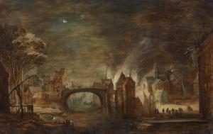 de MOMPER Frans 1603-1660,Nocturne with a Burning Village,Lempertz DE 2022-11-19