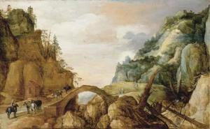 de MOMPER Joos 1564-1635,A mountainous landscape with horsemen and travelle,Christie's GB 2005-12-09