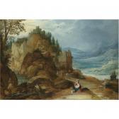 de MOMPER Joos 1564-1635,A MOUNTAINOUS RIVER LANDSCAPE WITH THE REST ON THE,Sotheby's GB 2008-04-24