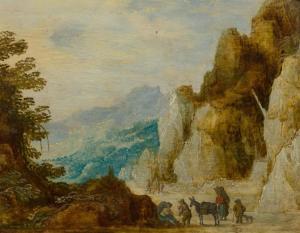 de MOMPER Joos 1564-1635,Mountain landscape with figures,Galerie Koller CH 2017-09-22