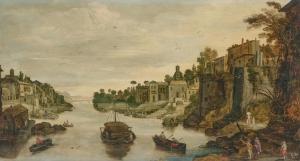 de MOMPER Philippe I,A town on a river, said to be Treviso, with barges,Christie's 2023-07-06