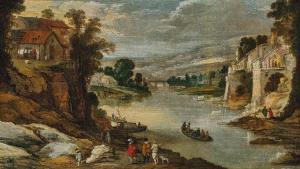 de MOMPER Philippe I,Italian river landscape, possibly a view of Trevis,Palais Dorotheum 2023-10-25