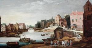 de MOMPER Philippe II 1610-1675,Paysans le long d'une rivière,Tajan FR 2015-06-16