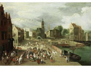 de MOMPER Philippe II 1610-1675,TULIP MARKET AT THE PORT OF LIER,1635,Hampel DE 2019-12-05