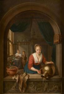 de MONI Louis 1698-1771,Jeune servante à la fenêtre tenant ,Artcurial | Briest - Poulain - F. Tajan 2022-09-27