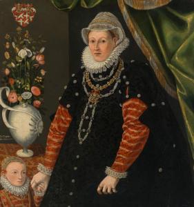 DE MONTE Jakob 1587-1593,Double portrait, Baroness of Rottal and her th,1589,im Kinsky Auktionshaus 2022-12-06