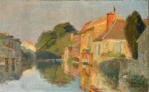 DE MONTHOLON Francois Richard 1856-1940,Le Vieux-Nemours, canal des Petits fossés,Osenat 2023-06-18