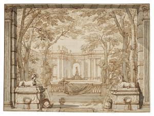 de MOUCHERON Isaac 1667-1744,View of a formal garden with sphinx fountains,Christie's GB 2024-02-01
