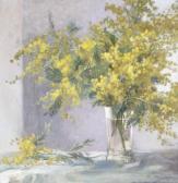 de MURALT Sofia 1880,Still life of mimosa in a glass,1914,Woolley & Wallis GB 2011-06-15