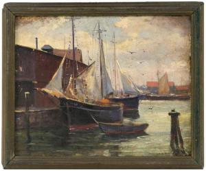de NAGY Laszlo 1906-1944,Boats at dock,Eldred's US 2017-06-22