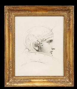 DE NAMARGA Marguerite 1800-1800,Academic Study of the Head of a Roman Warr,1860,New Orleans Auction 2012-12-01
