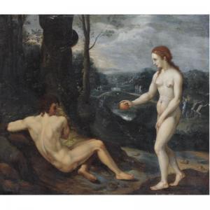 de NETER Laurentius 1600-1650,THE TEMPTATION OF ADAM AND EVE,1639,Sotheby's GB 2007-06-08