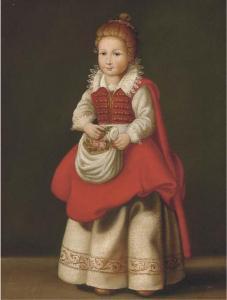 de NEVE Cornelius 1612-1678,Portrait of a young girl, full-length with flowers,Christie's 2004-05-20