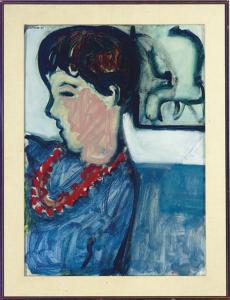 DE NIRO Sr. Robert 1922-1993,Girl with a red beaded necklace,1961,Christie's GB 2009-06-30