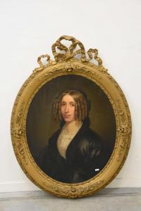 de NOBELE Henry A 1820-1870,Portrait de jeune femme ovale,1854,Rops BE 2022-02-12