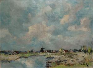 DE NOCKER Francois Pierre Emile (Frans) 1884-1955,Landscape with Windmills,William Doyle 2010-06-23