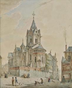 de NOTER Jean Baptiste André 1787-1855,Eglise romano-gothique, probablement alleman,1839,Christie's 2013-10-21