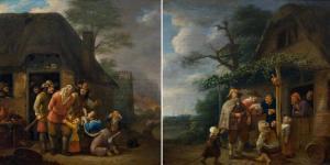 de NYS Pieter 1624-1681,genre scenes of a raid and of musicians,Galerie Koller CH 2017-03-29