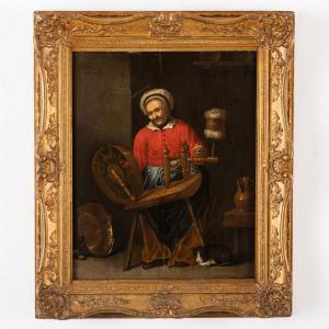 de PAPE Abraham 1620-1666,Vecchia all'arcolaio e gatto,Wannenes Art Auctions IT 2023-06-28