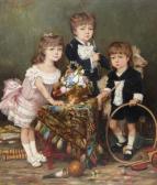 DE PAPE Léon 1856-1918,Portrait de trois enfants,Mercier & Cie FR 2018-10-07