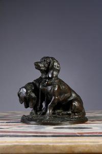 de PENNE Olivier Charles 1831-1897,Couple de chiens de meute,Coutau-Begarie FR 2024-04-17