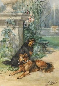 de PENNE Olivier Charles 1831-1897,Deux chiens dans un parc,Rossini FR 2023-06-29