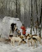de PENNE Olivier Charles,Hunter and his family in a wintry forest,Galerie Koller 2013-03-18