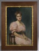 DE PESLOUAN Marthe 1800-1800,Jeune femme assise à la robe rose,1894,Daguerre FR 2022-07-03