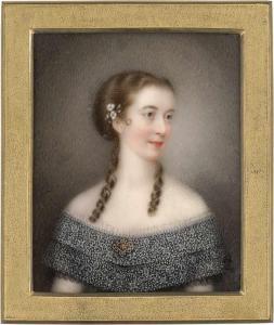 de POMMAYRAC Pierre Paul 1807-1880,Bildnis einer zur Seite blickenden jungen Frau ,Galerie Bassenge 2019-11-28