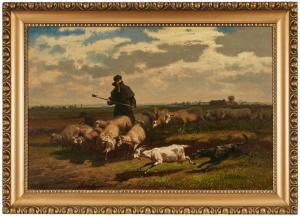 de PRATERE Edmond 1826-1888,Hirtenszene in weiter Landschaft,Dobritz DE 2023-11-18