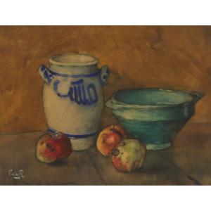 de RANITZ Sebastiaan Mattheus,STILL LIFE WITH STONEWARE, POTTERY AND APPLES,Waddington's 2022-09-15