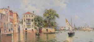 DE REYNA MANESCAU Antonio Maria 1859-1937,Elaborate Venetian Canal Scene with Doge's Palac,Burchard 2016-01-31