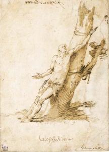 De RIBERA Jusepe 1588-1652,Saint Sebastian tied to a tree, looking up to the ,Christie's 2001-07-10