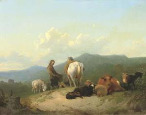 de RIJK James 1806-1882,Herdsmen with their cattle on a hilltop,Christie's GB 2006-06-13