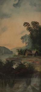 DE RITZ George,Landscape with Early Maori Settlement #2,Webb's NZ 2012-04-19