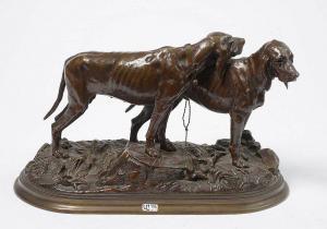 DE ROFFIGNAC Martial 1845-1904,Deux chiens de chasse,VanDerKindere BE 2021-01-19