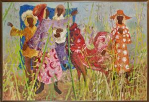 DE ROKHA JOSE 1927,depicting women and rooster amid bamboo,1969,Chait US 2018-05-06