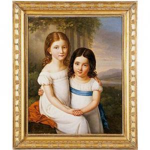 de ROLLAND Benjamin 1777-1855,Retrato de dos niñas ante un paisaje,1821,Subastas Segre ES 2009-12-15