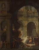 de ROORE Jacques Ignatius 1686-1747,Intérieur de temple avec un roi sacrifia,1747,Millon & Associés 2016-12-14