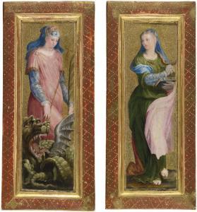 DE RUBIALES Pedro 1511-1582,ST.  MARGARET  AND  ST.  LUCY:  A  PAIR,Sotheby's GB 2013-01-31